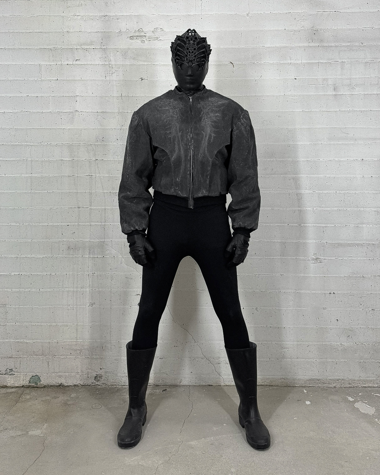LATEX COATED BOMBER WITH RELIEF