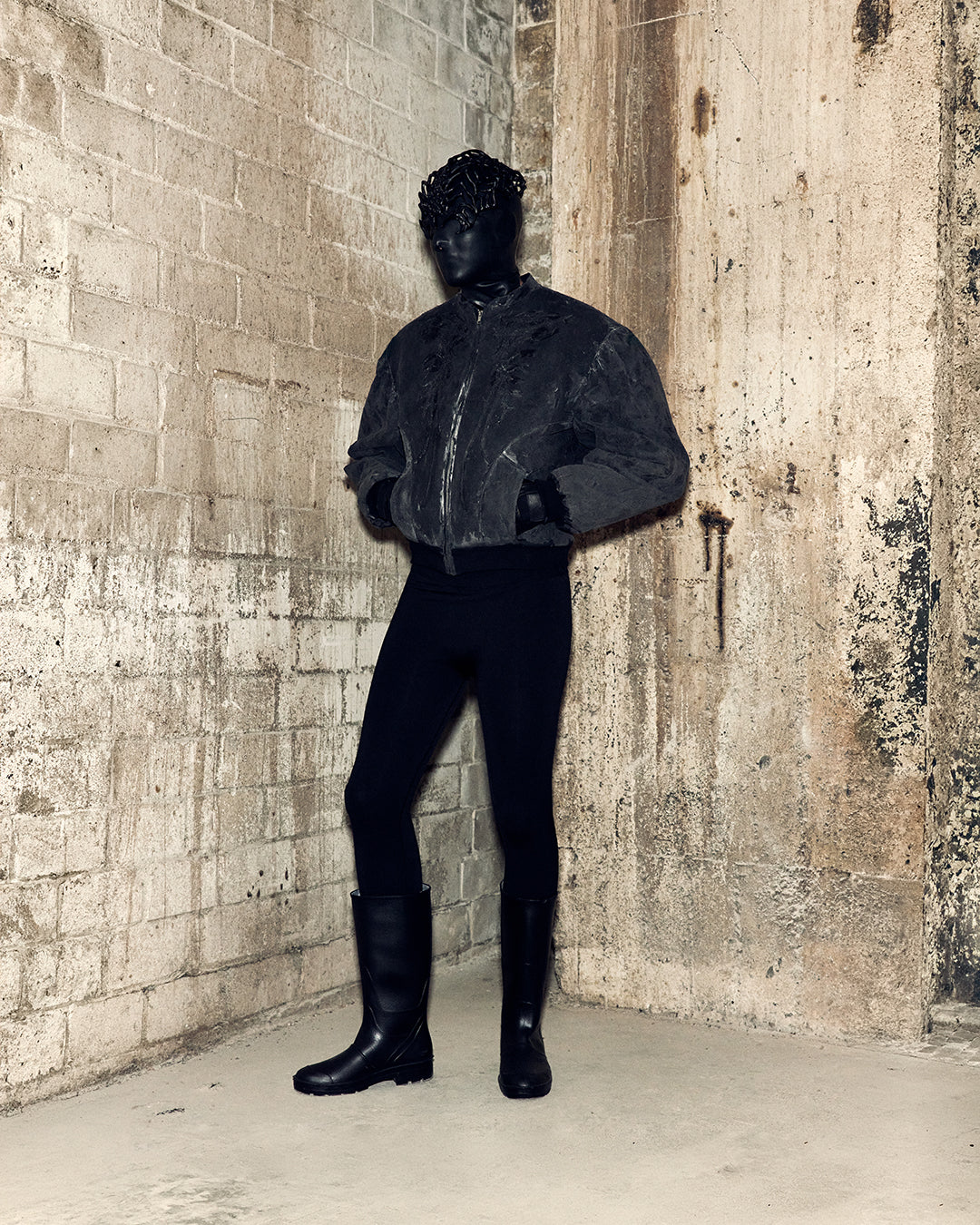 LATEX COATED BOMBER WITH RELIEF