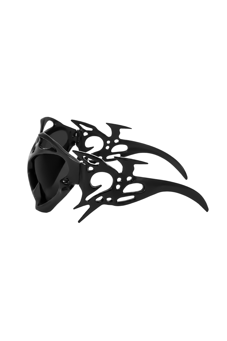 Matte black sculptural designer sunglasses with 3d shape from fashion designer Marlon Ferry 