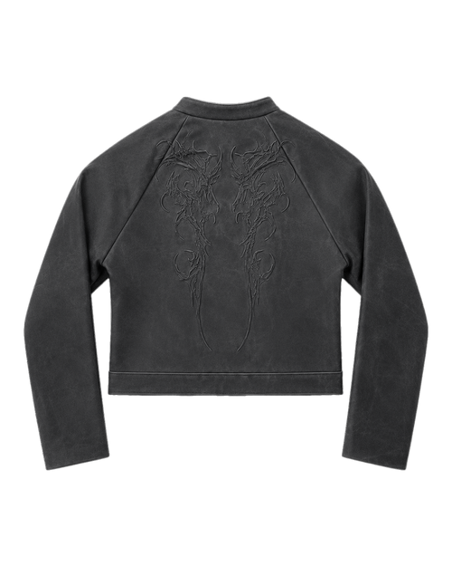 LATEX COATED MOTO JACKET WITH RELIEF