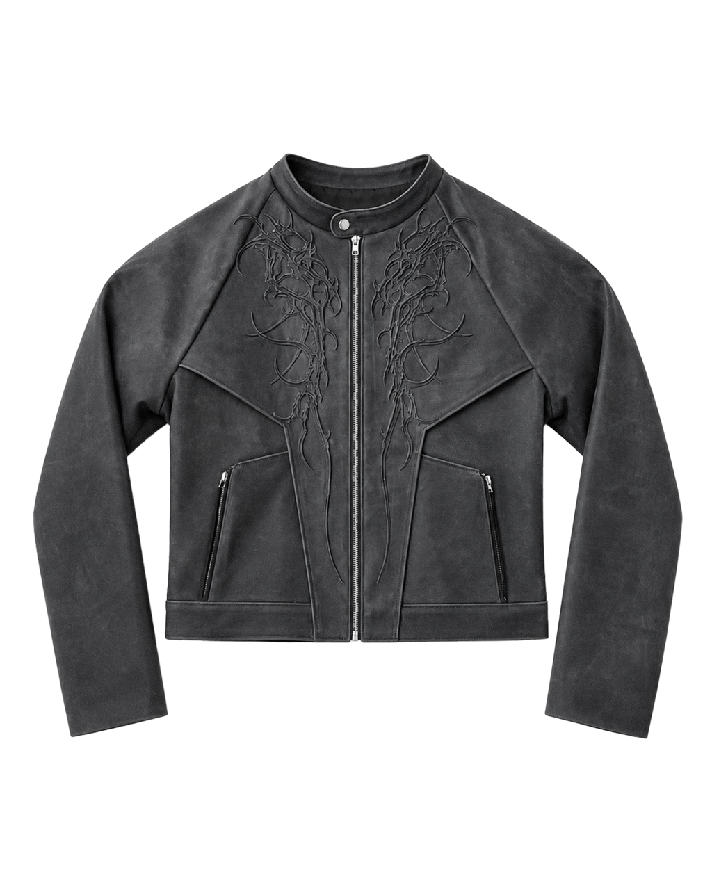 LATEX COATED MOTO JACKET WITH RELIEF