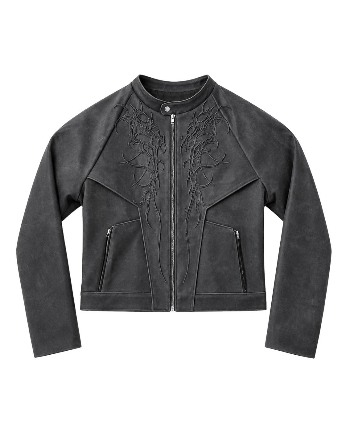 LATEX COATED MOTO JACKET WITH RELIEF