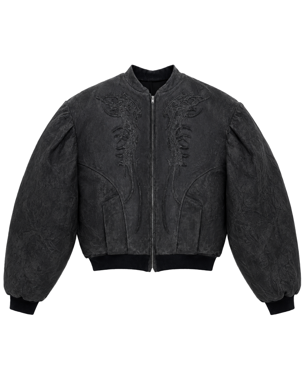 LATEX COATED BOMBER WITH RELIEF