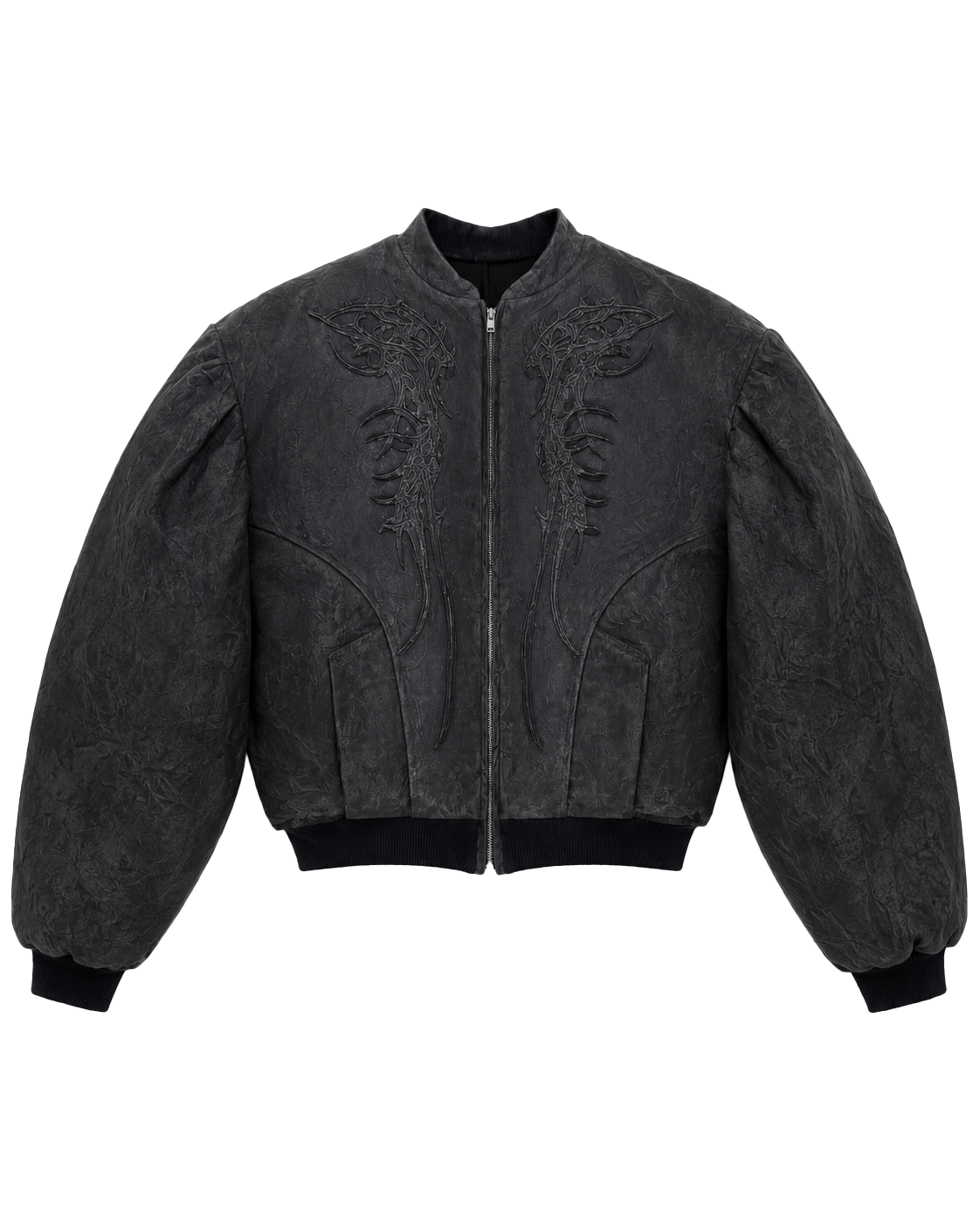 LATEX COATED BOMBER WITH RELIEF